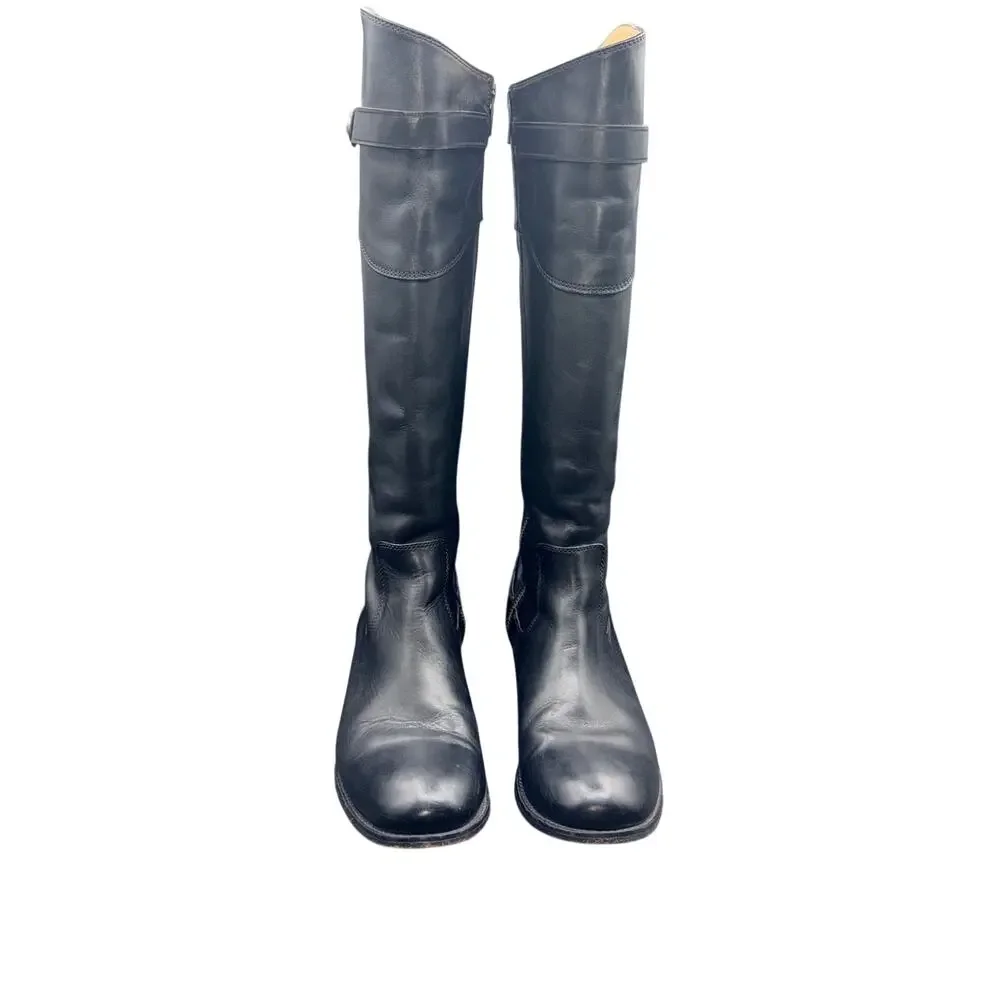 Frye Molly Button Tall Riding Boots Black Leather Women’s Size 10 B